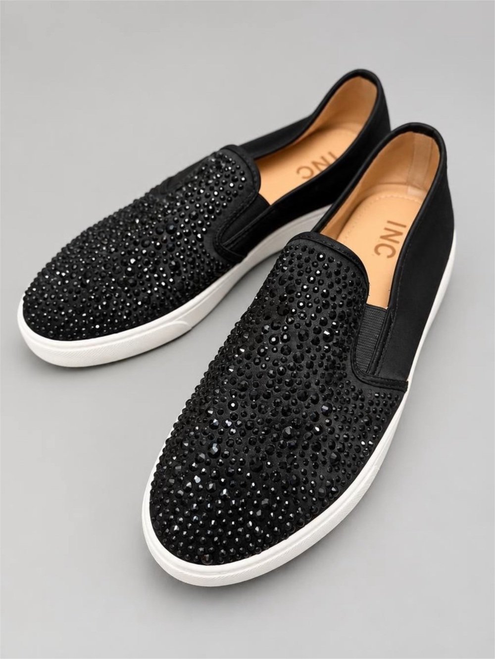 INC International Concepts Black Embellished Slip-On Sneakers